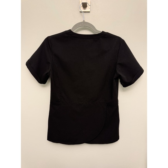 FIGS Scrub Top Womens XS Black Flores StyleTW2012 Peplum Back Vent Nurse Medical - Picture 2 of 8